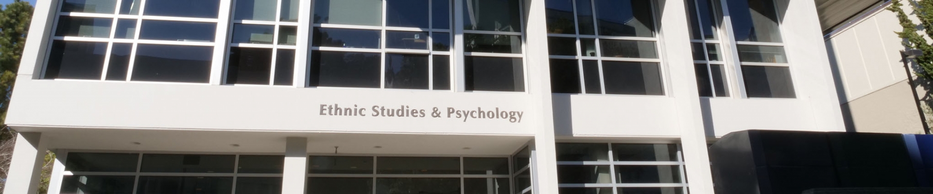 the SFSU Ethnic Studies and Psychology Building's entrance during day